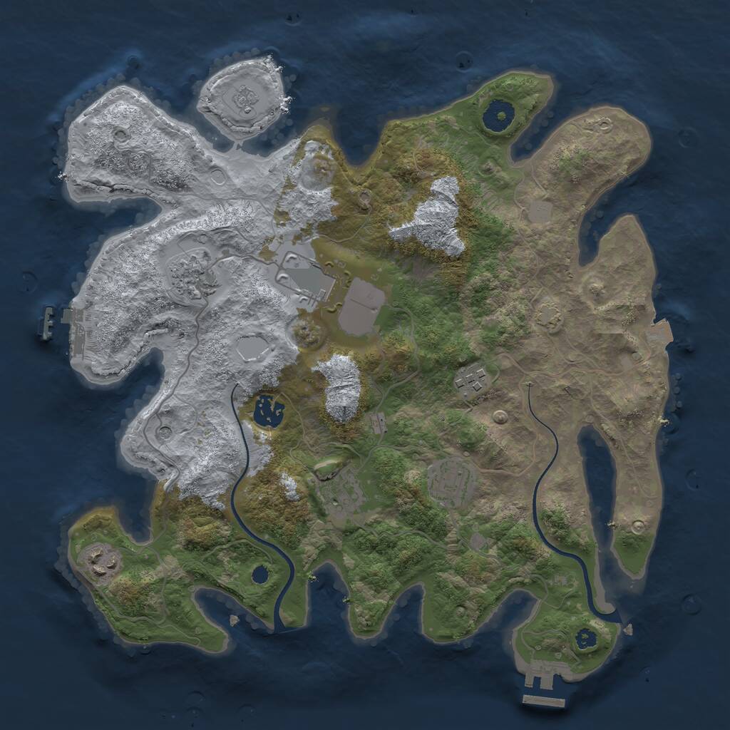 Rust Map: Procedural Map, Size: 3500, Seed: 13140373, 13 Monuments