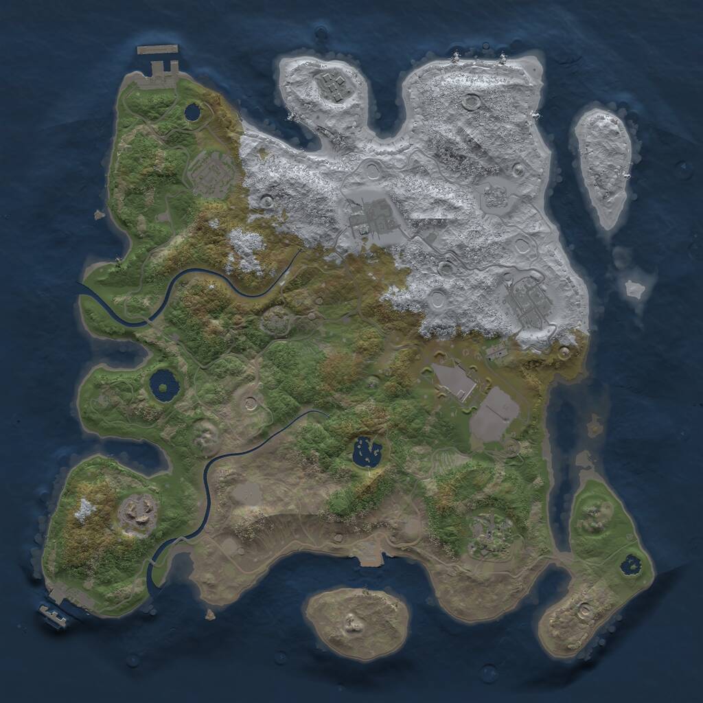 Rust Map: Procedural Map, Size: 3500, Seed: 68359731, 14 Monuments