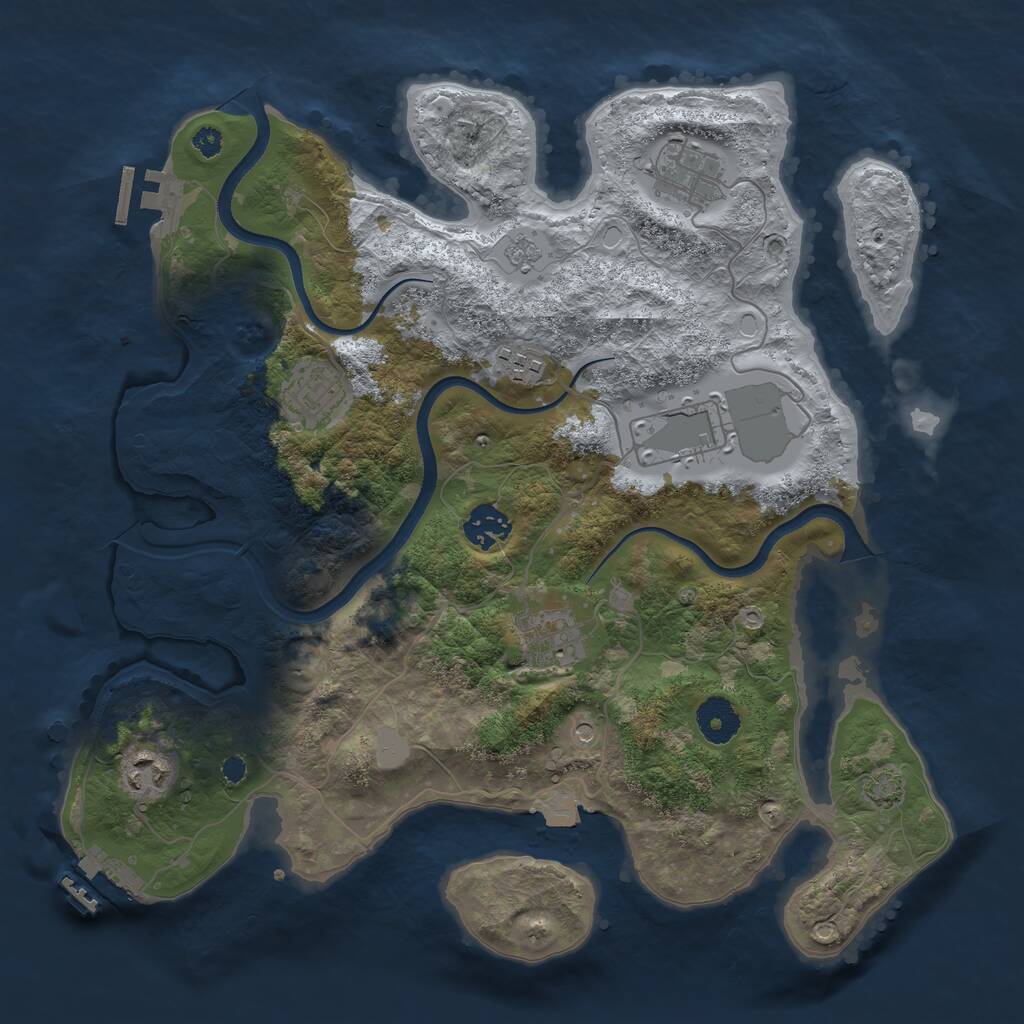 Rust Map: Procedural Map, Size: 3500, Seed: 68359731, 13 Monuments