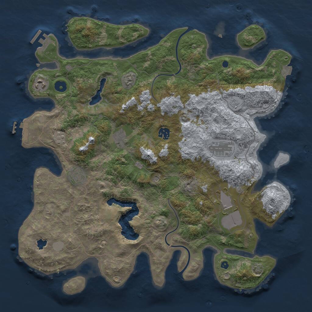 Rust Map: Procedural Map, Size: 4000, Seed: 531486067, 13 Monuments