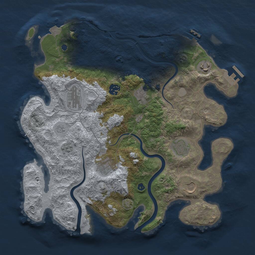 Rust Map: Procedural Map, Size: 3500, Seed: 91631975, 14 Monuments