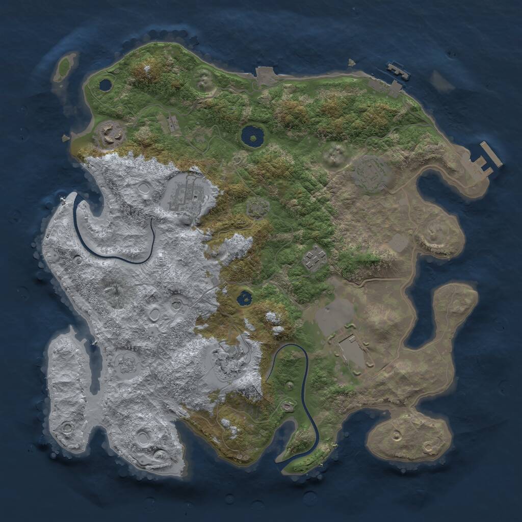 Rust Map: Procedural Map, Size: 3500, Seed: 91631975, 12 Monuments