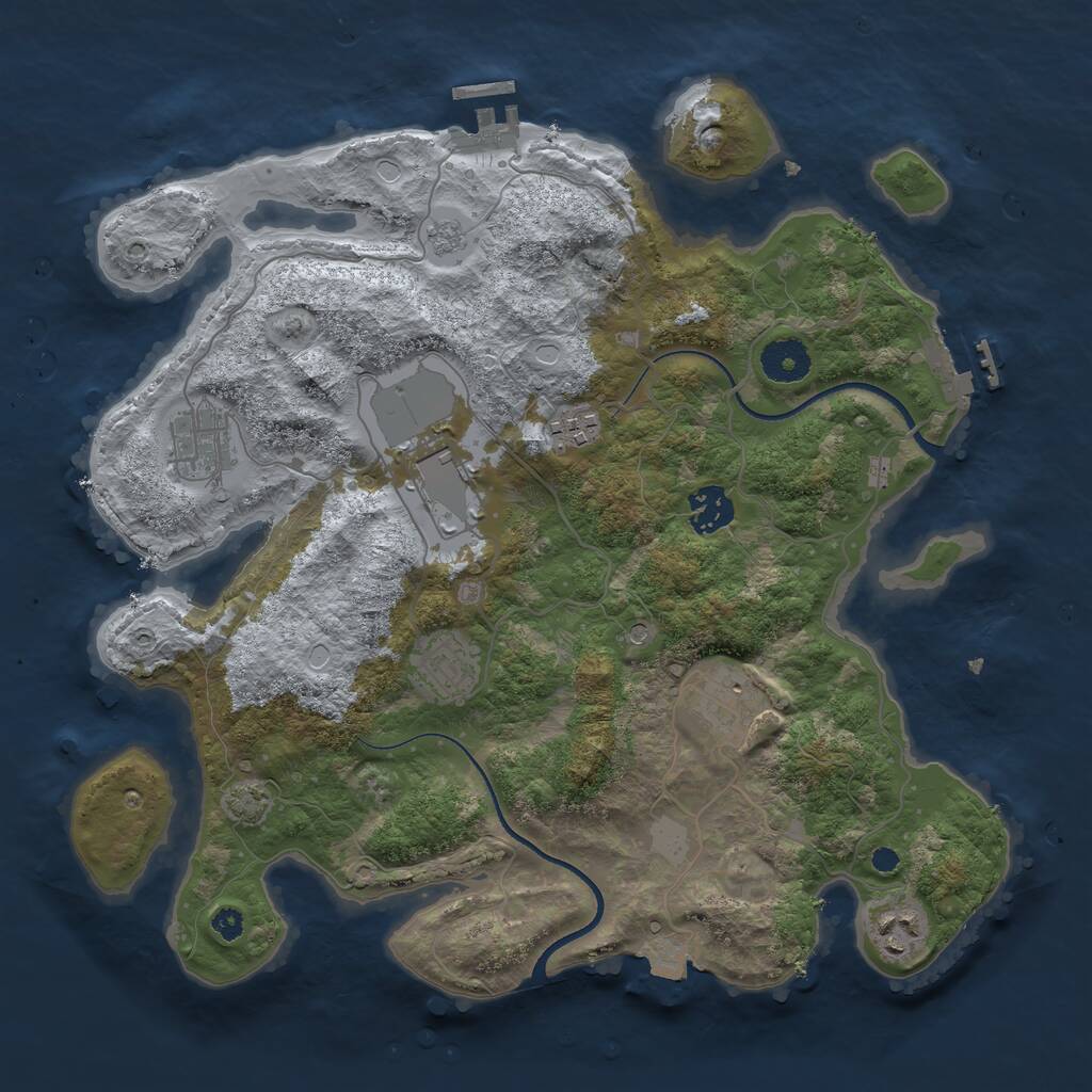 Rust Map: Procedural Map, Size: 3500, Seed: 34242498, 13 Monuments