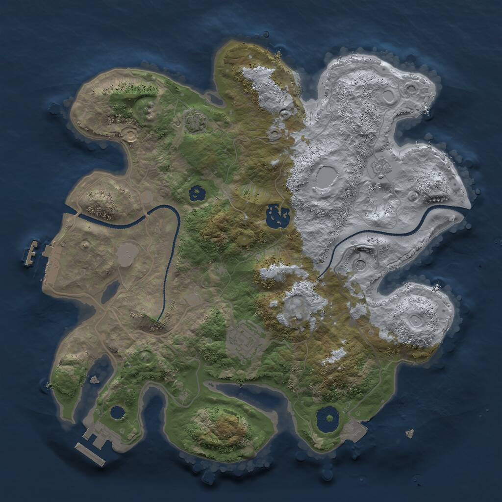 Rust Map: Procedural Map, Size: 3000, Seed: 1640516, 8 Monuments