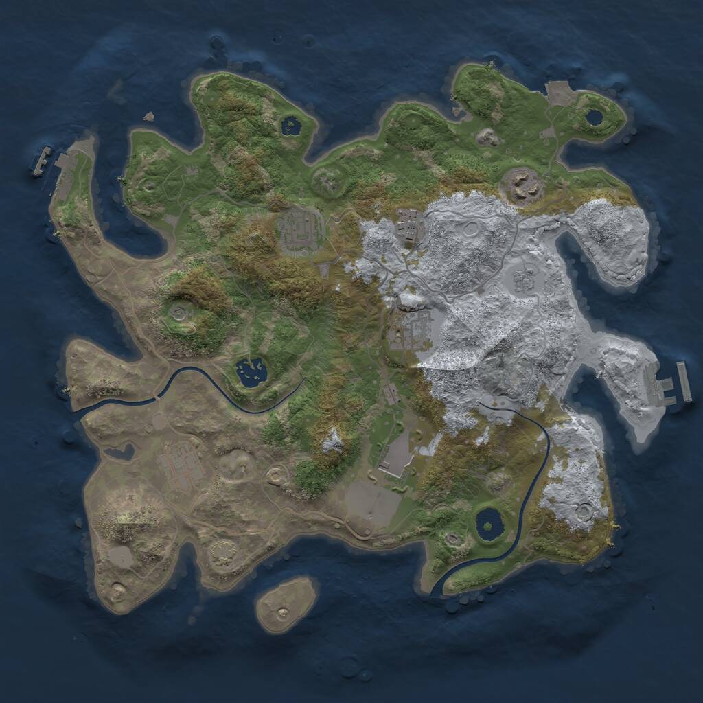 Rust Map: Procedural Map, Size: 3500, Seed: 927296426, 13 Monuments