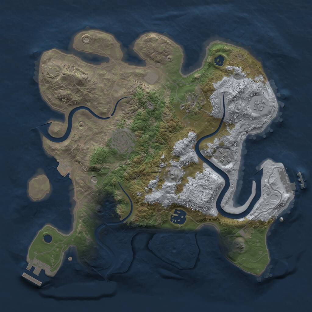 Rust Map: Procedural Map, Size: 3000, Seed: 2073447728, 12 Monuments