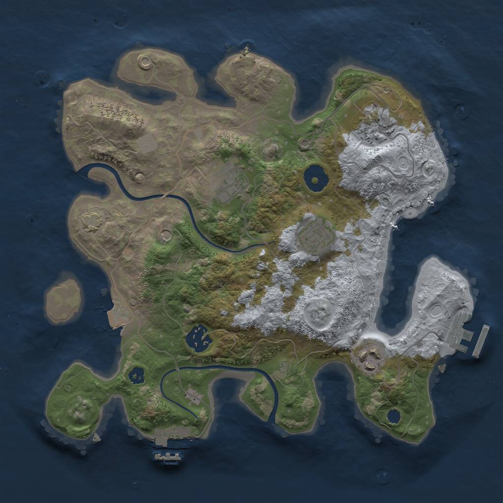 Rust Map: Procedural Map, Size: 3000, Seed: 2073447728, 10 Monuments