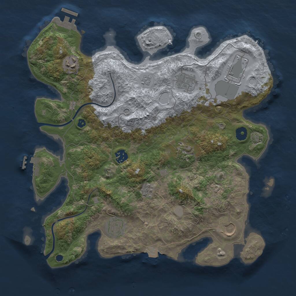 Rust Map: Procedural Map, Size: 3500, Seed: 357571661, 14 Monuments