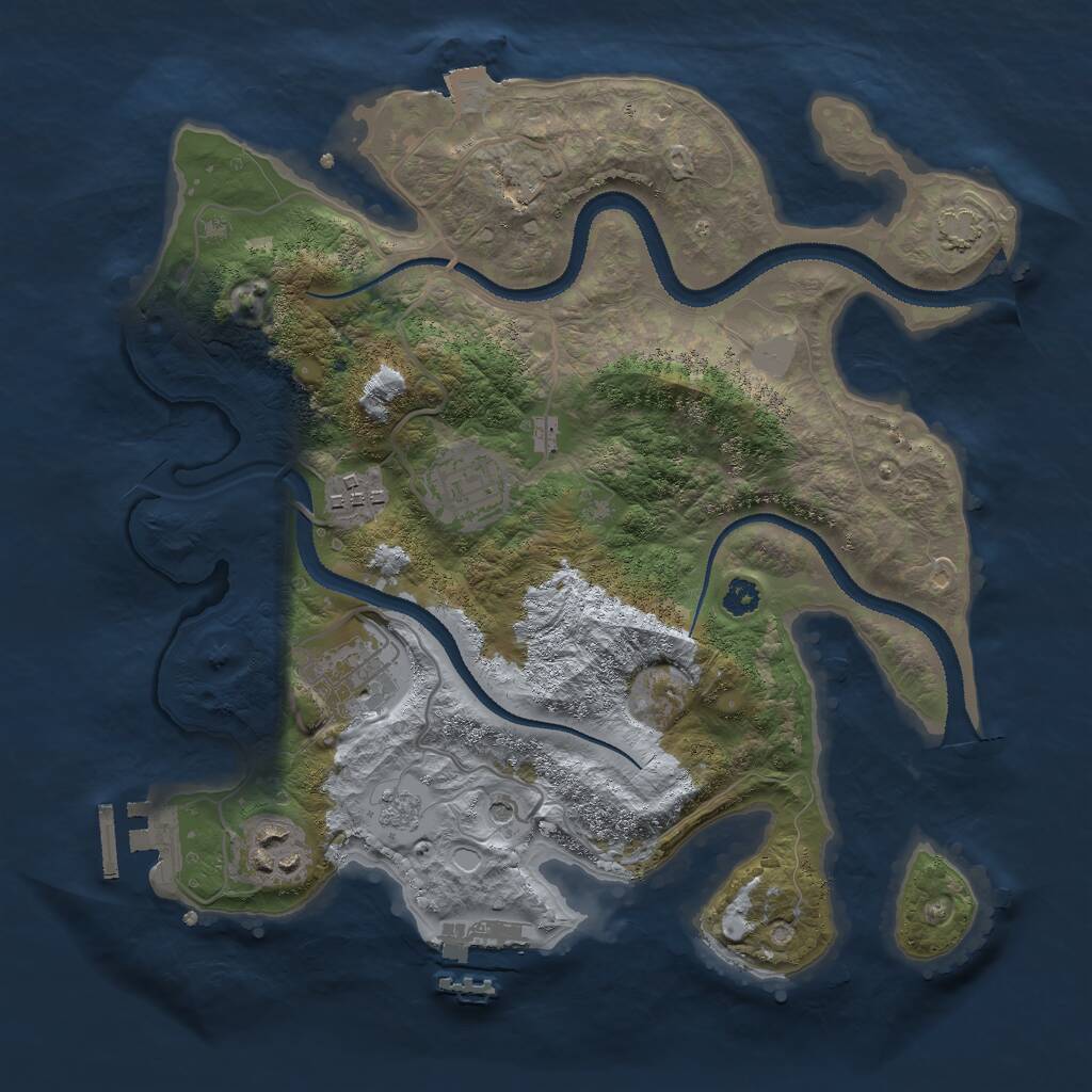 Rust Map: Procedural Map, Size: 2977, Seed: 64344, 12 Monuments