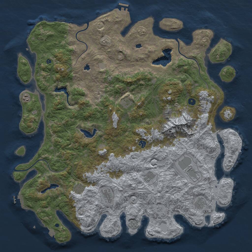Rust Map: Procedural Map, Size: 5203, Seed: 31415921, 18 Monuments