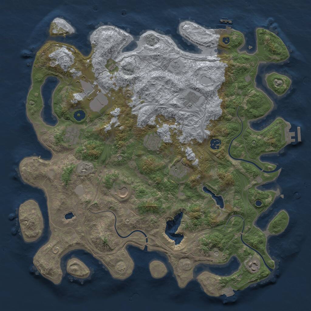 Rust Map: Procedural Map, Size: 4250, Seed: 1076011679, 17 Monuments