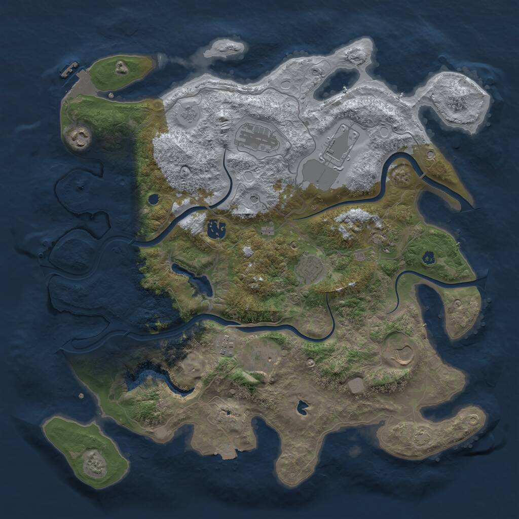 Rust Map: Procedural Map, Size: 4000, Seed: 2101933185, 14 Monuments