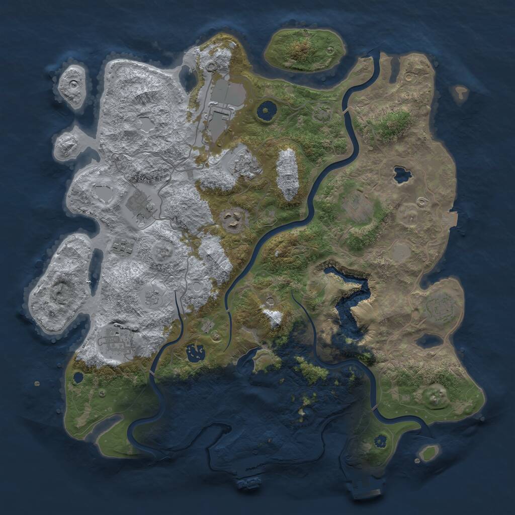 Rust Map: Procedural Map, Size: 4000, Seed: 98760, 15 Monuments