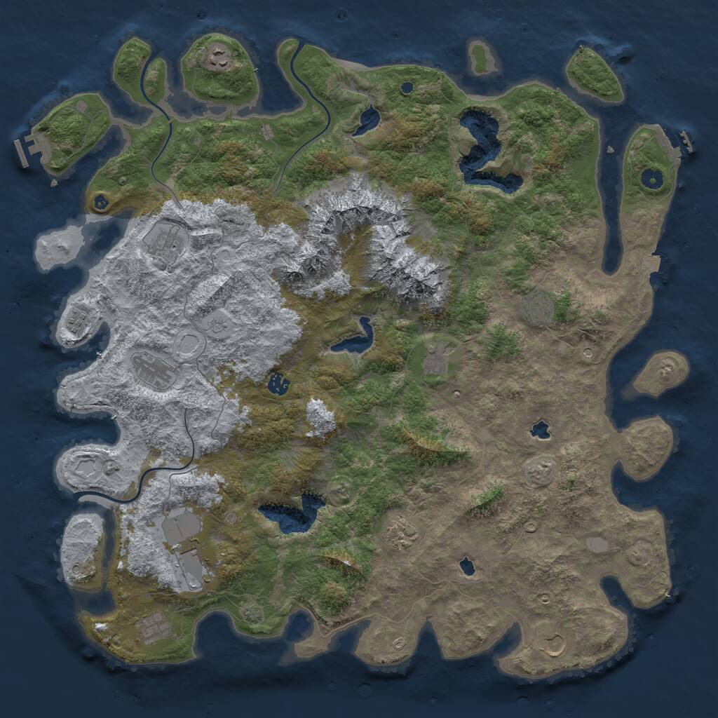 Rust Map: Procedural Map, Size: 5000, Seed: 1218619964, 17 Monuments