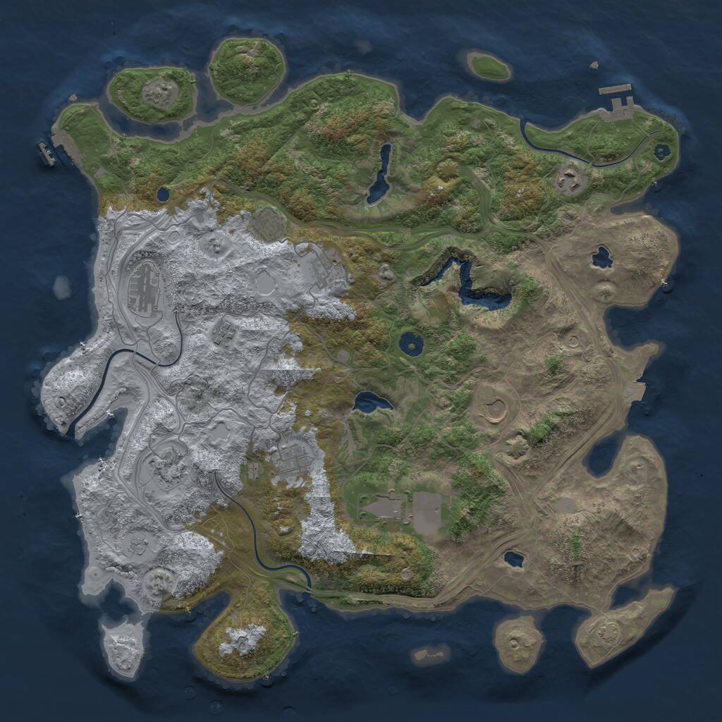 Rust Map: Procedural Map, Size: 4500, Seed: 864943197, 15 Monuments