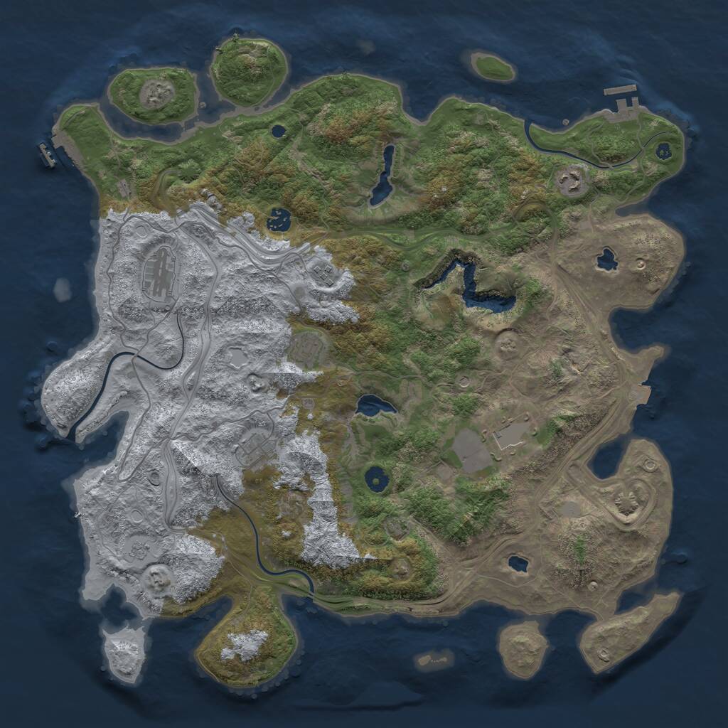 Rust Map: Procedural Map, Size: 4500, Seed: 864943197, 13 Monuments