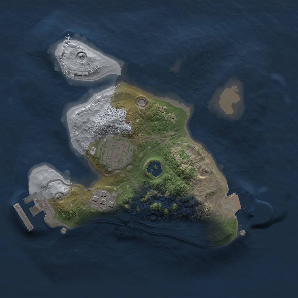 Rust Map: Procedural Map, Size: 2000, Seed: 54677, 4 Monuments