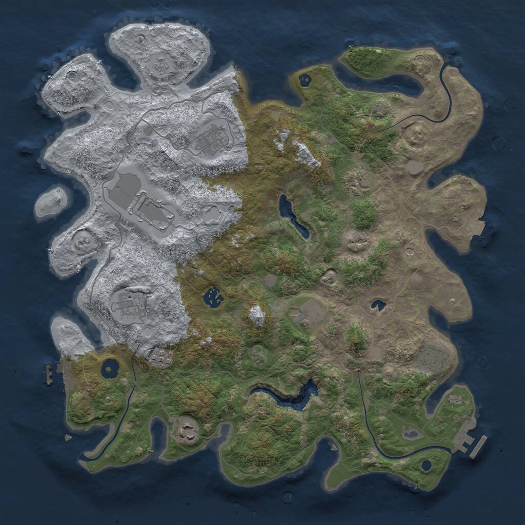 Rust Map: Procedural Map, Size: 4069, Seed: 612351, 15 Monuments