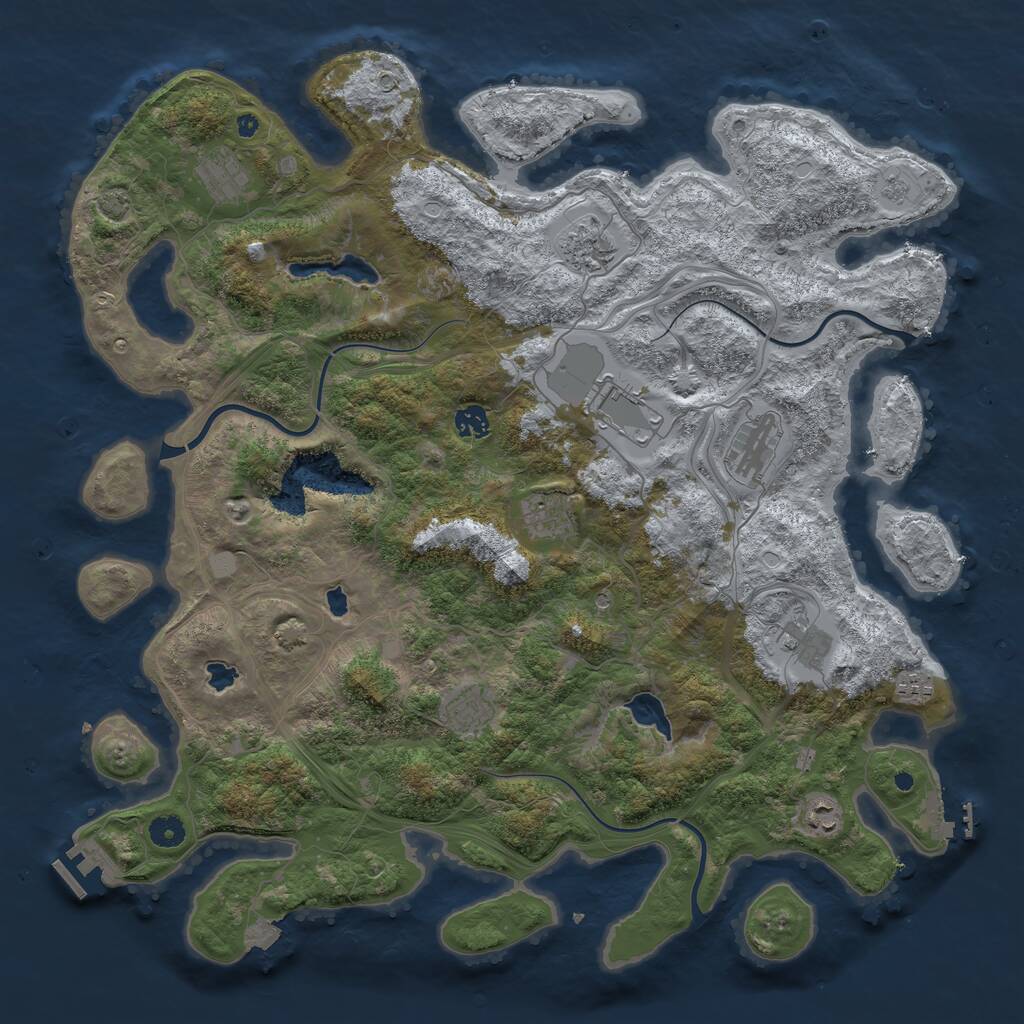 Rust Map: Procedural Map, Size: 4500, Seed: 20744480, 16 Monuments