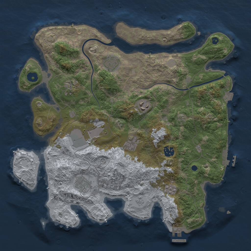 Rust Map: Procedural Map, Size: 3600, Seed: 1125, 14 Monuments