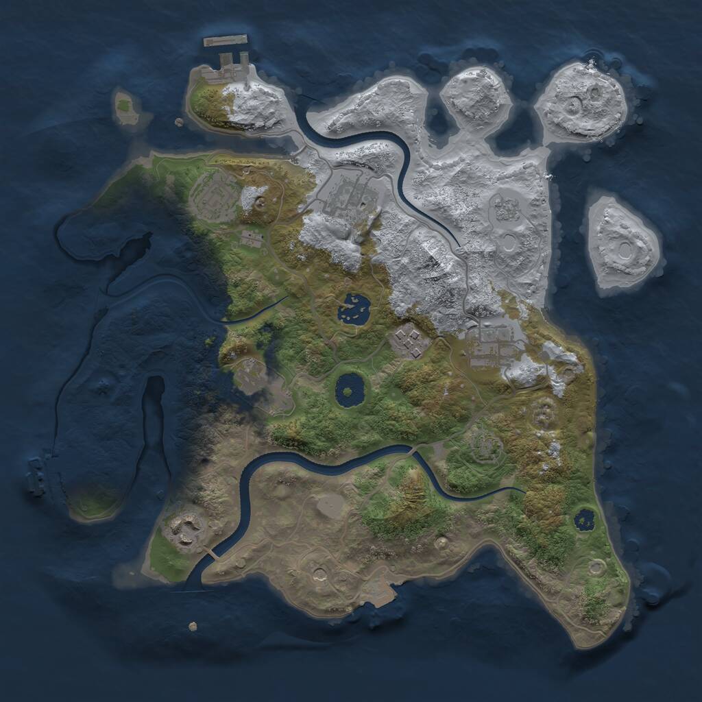 Rust Map: Procedural Map, Size: 3250, Seed: 1961706217, 13 Monuments