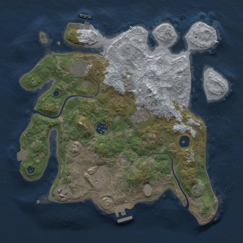 Rust Map: Procedural Map, Size: 3250, Seed: 1961706217, 12 Monuments