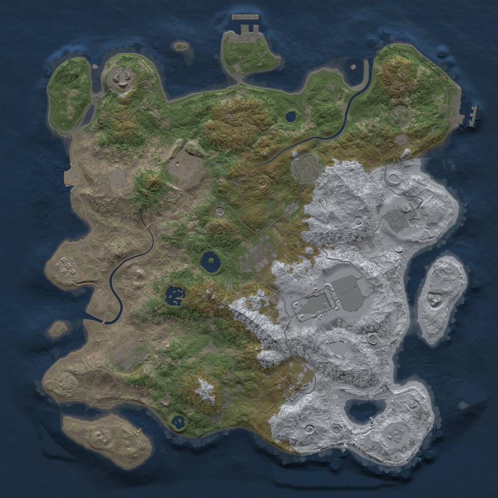 Rust Map: Procedural Map, Size: 3750, Seed: 25738, 16 Monuments