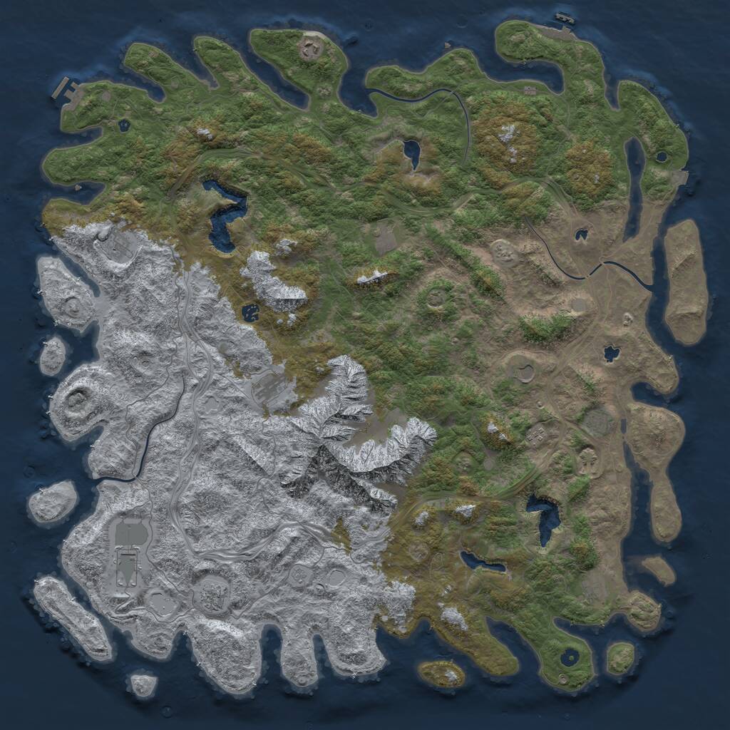 Rust Map: Procedural Map, Size: 6000, Seed: 610604, 17 Monuments