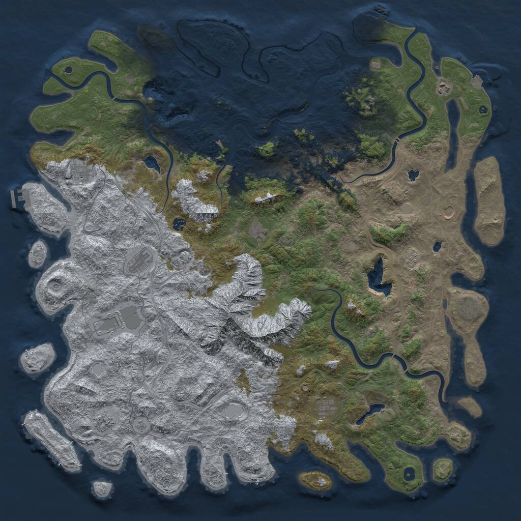 Rust Map: Procedural Map, Size: 6000, Seed: 610604, 17 Monuments