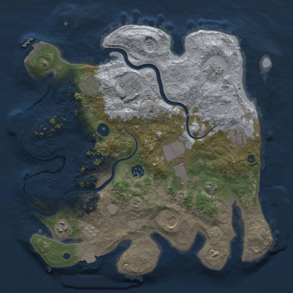 Rust Map: Procedural Map, Size: 3500, Seed: 83406849, 15 Monuments