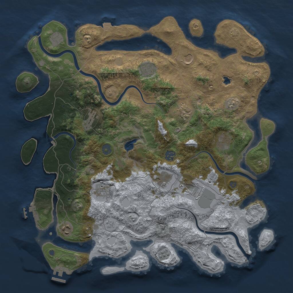 Rust Map: Procedural Map, Size: 4200, Seed: 1841940621, 19 Monuments