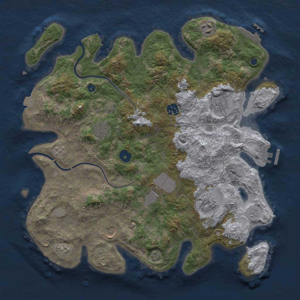 Rust Map: Procedural Map, Size: 3750, Seed: 142, 14 Monuments