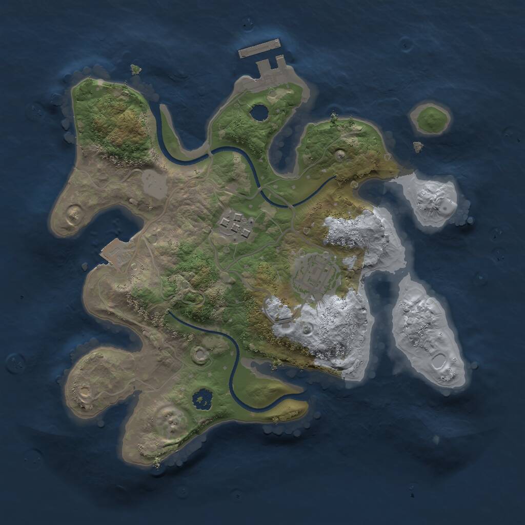 Rust Map: Procedural Map, Size: 2500, Seed: 1998949102, 4 Monuments