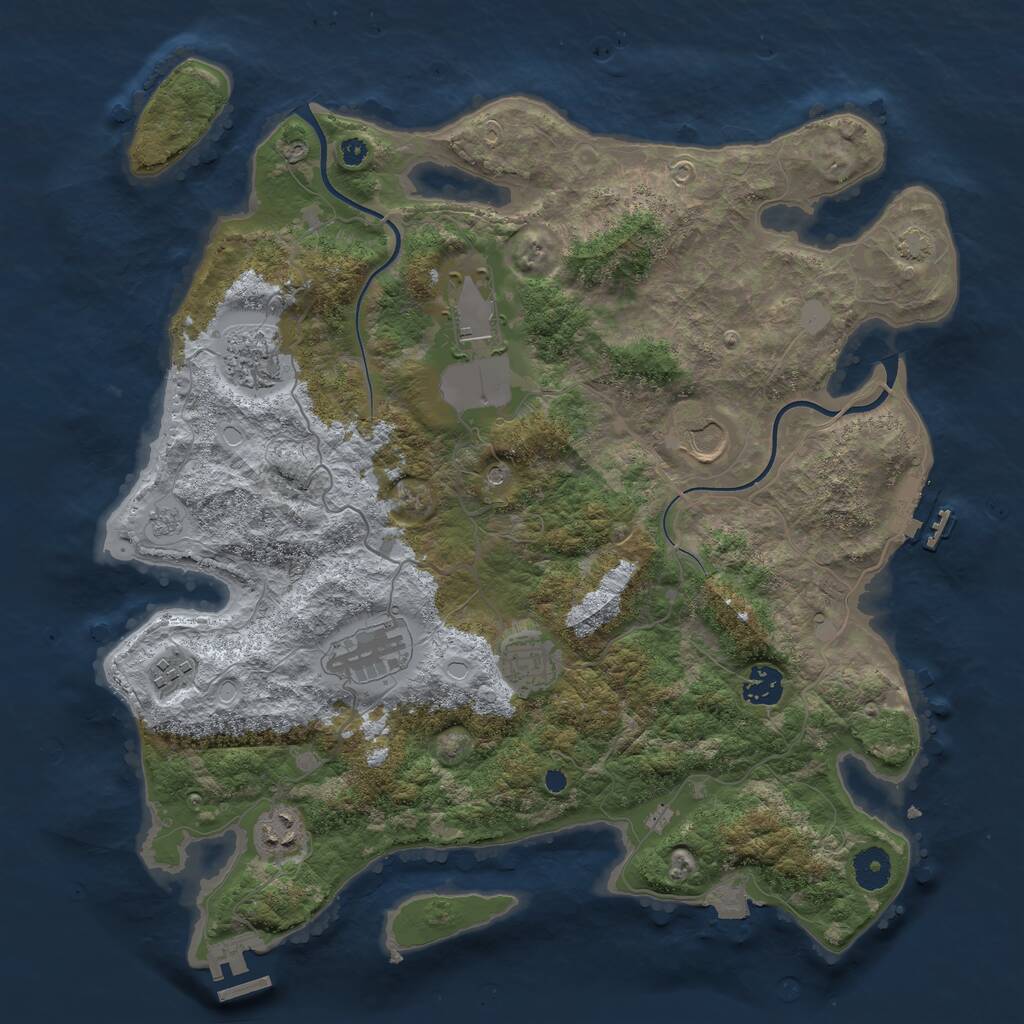 Rust Map: Procedural Map, Size: 3800, Seed: 5735235, 14 Monuments