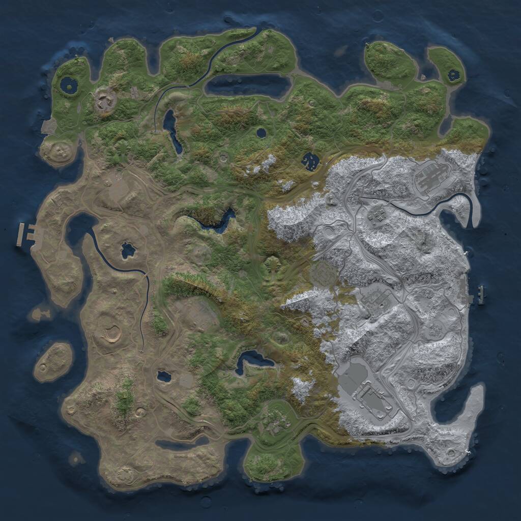 Rust Map: Procedural Map, Size: 4500, Seed: 40464420, 17 Monuments