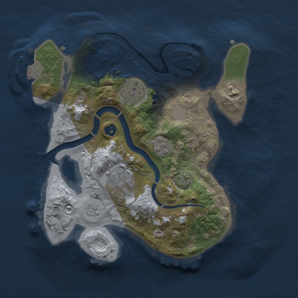 Rust Map: Procedural Map, Size: 2500, Seed: 1004, 9 Monuments