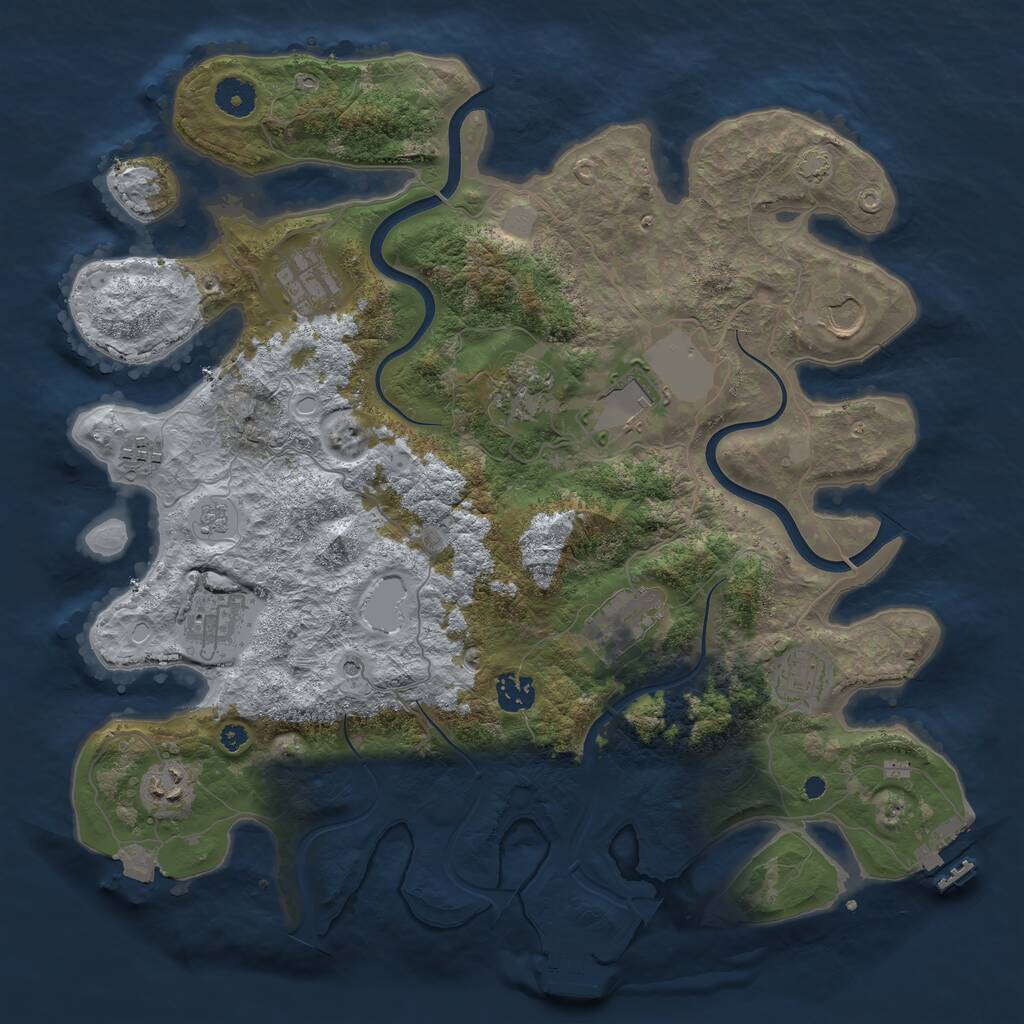Rust Map: Procedural Map, Size: 3850, Seed: 37678, 16 Monuments