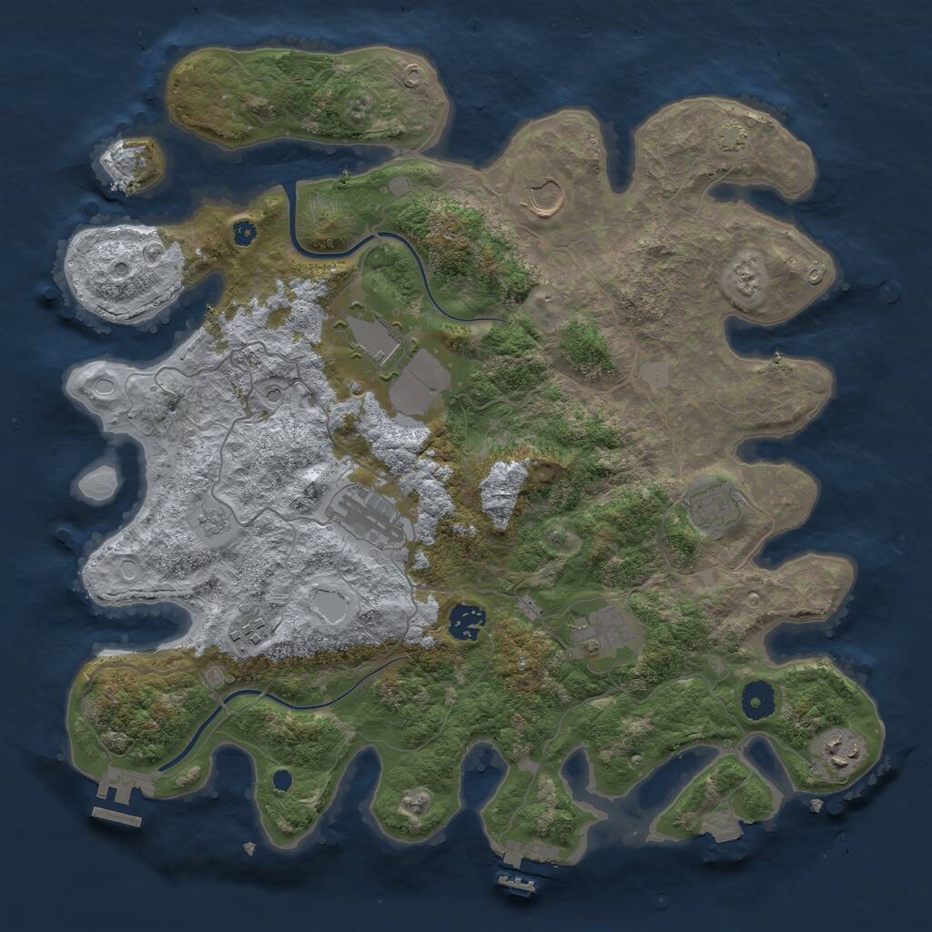 Rust Map: Procedural Map, Size: 3800, Seed: 37678, 16 Monuments
