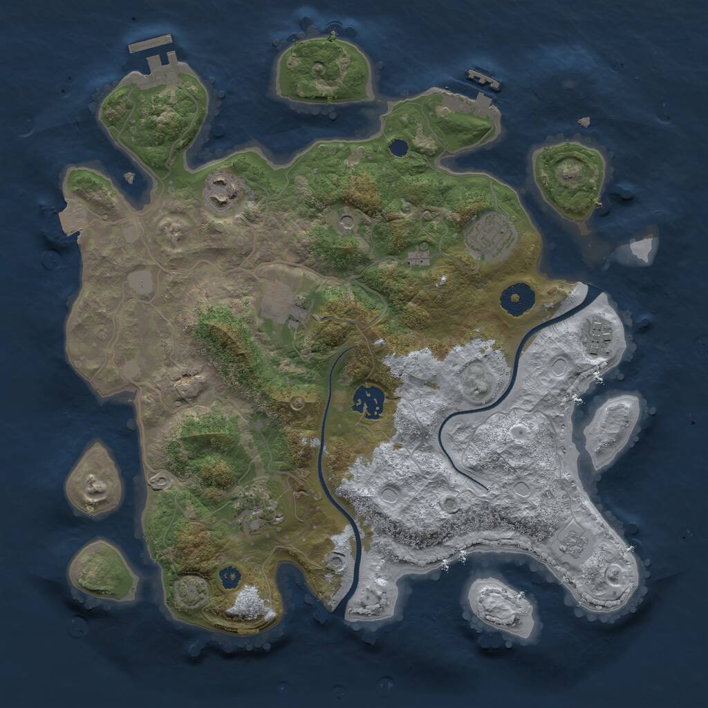 Rust Map: Procedural Map, Size: 3250, Seed: 1827990382, 12 Monuments