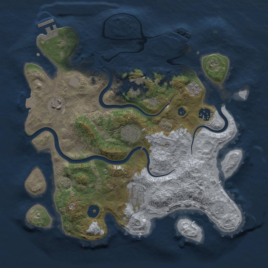 Rust Map: Procedural Map, Size: 3250, Seed: 1827990382, 14 Monuments