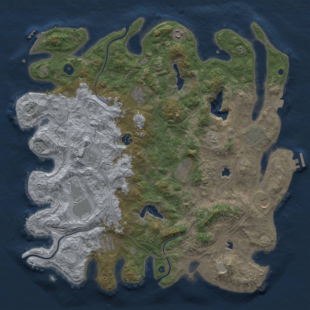 Rust Map: Procedural Map, Size: 4500, Seed: 1616757717, 16 Monuments