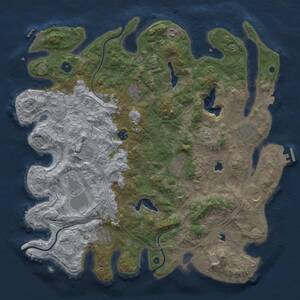 Thumbnail Rust Map: Procedural Map, Size: 4500, Seed: 1616757717, 16 Monuments