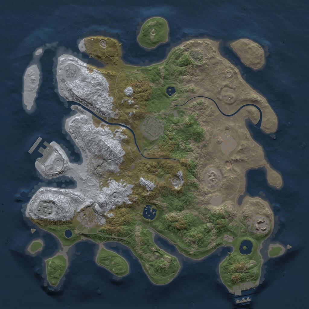 Rust Map: Procedural Map, Size: 3300, Seed: 1288558798, 12 Monuments