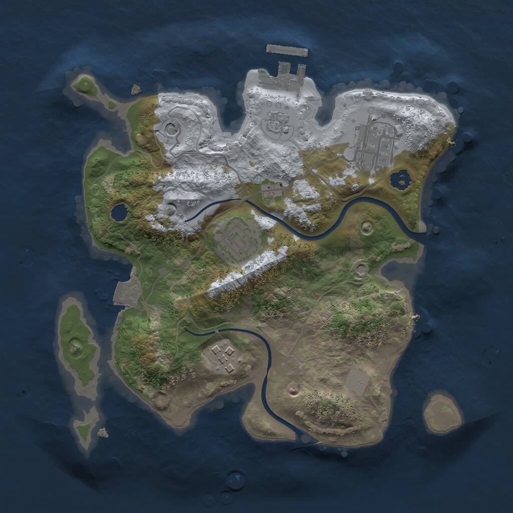 Rust Map: Procedural Map, Size: 2500, Seed: 995032800, 7 Monuments