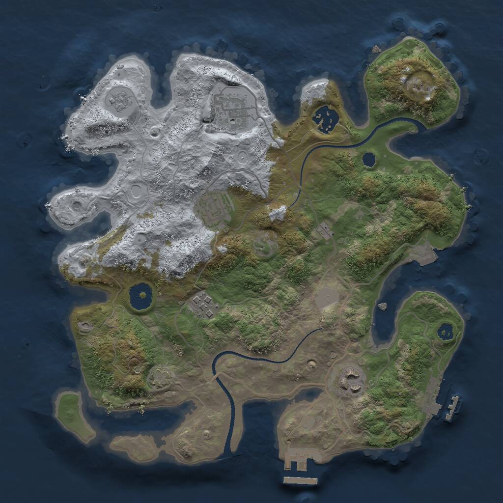 Rust Map: Procedural Map, Size: 3000, Seed: 1333562332, 10 Monuments