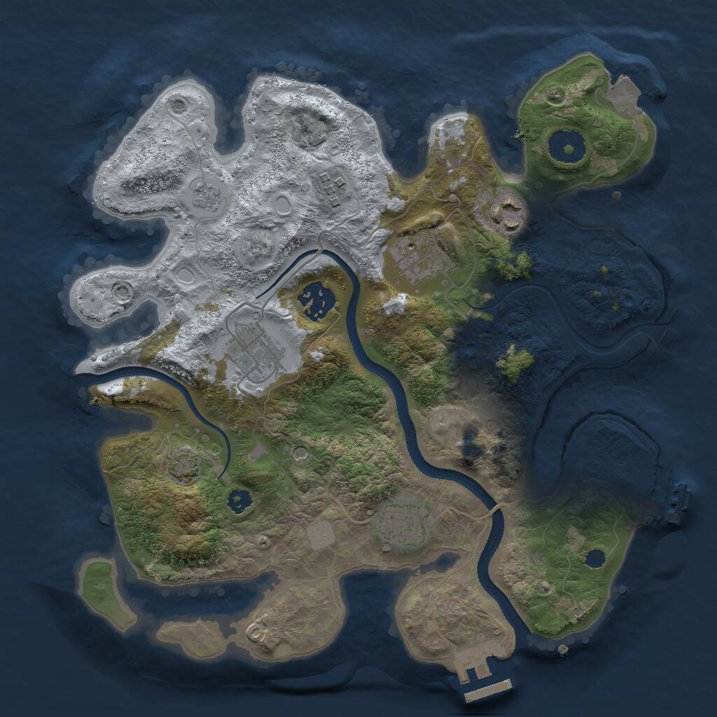 Rust Map: Procedural Map, Size: 3000, Seed: 1333562332, 12 Monuments