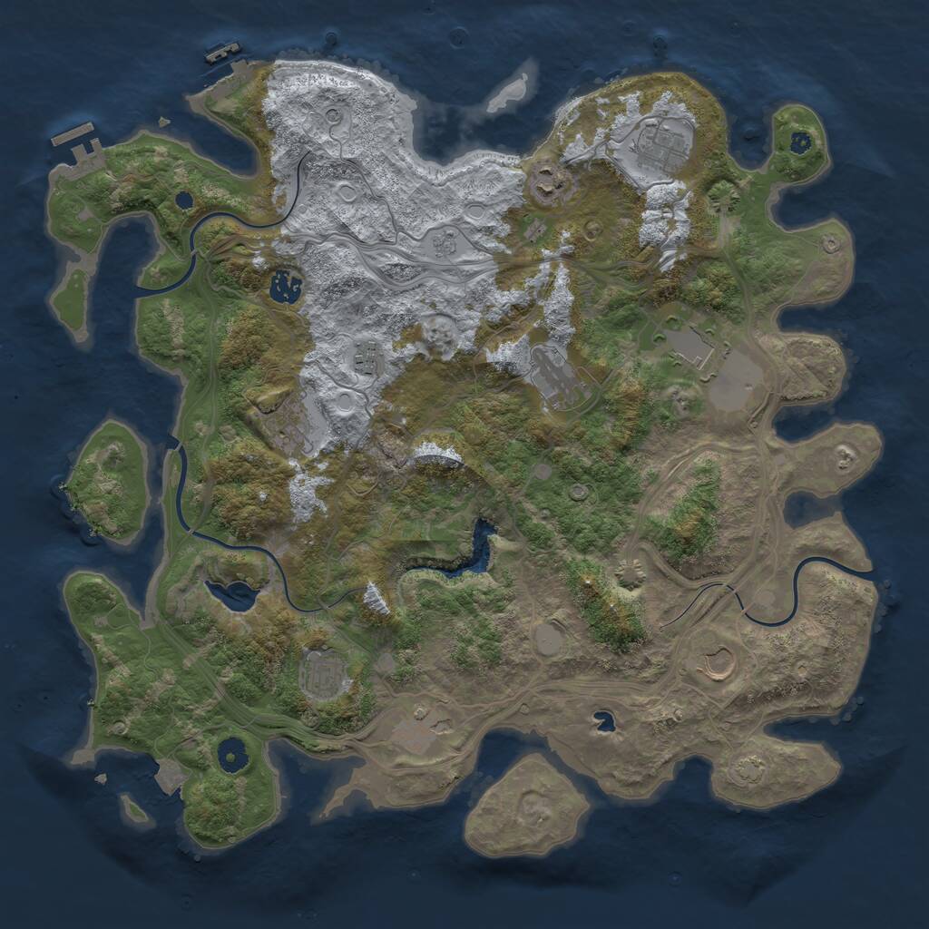 Rust Map: Procedural Map, Size: 4250, Seed: 1153054655, 16 Monuments