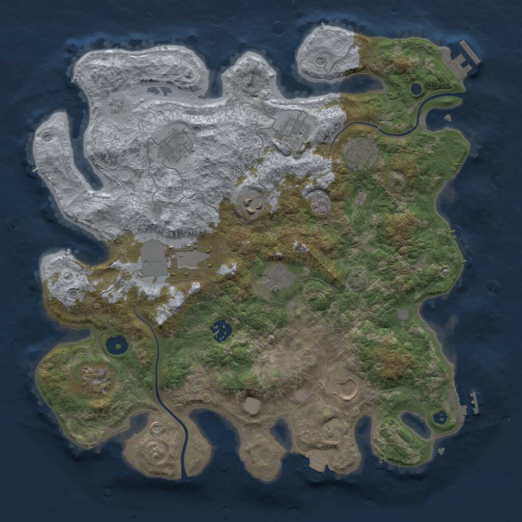 Rust Map: Procedural Map, Size: 3750, Seed: 1636643849, 16 Monuments