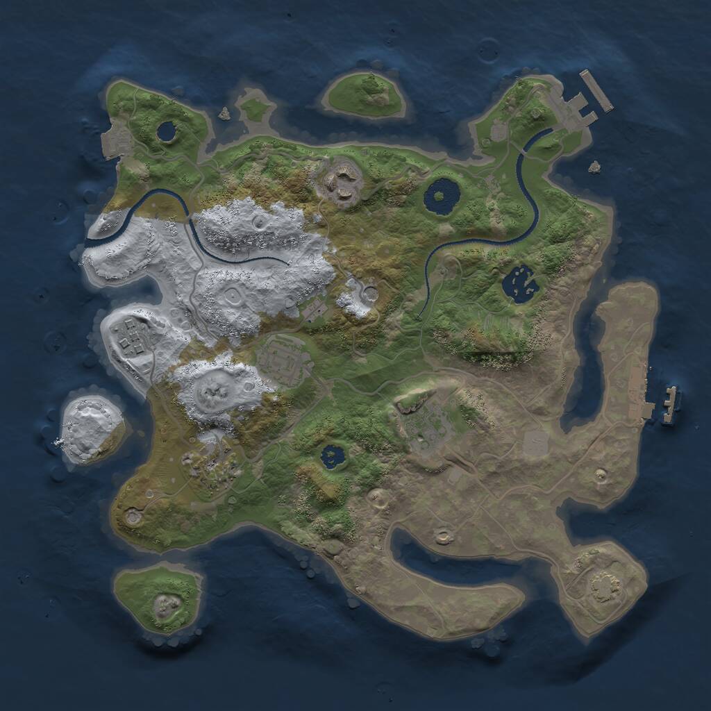 Rust Map: Procedural Map, Size: 3000, Seed: 654753564, 11 Monuments