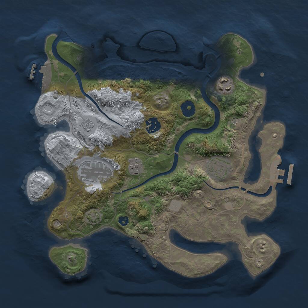 Rust Map: Procedural Map, Size: 3000, Seed: 654753564, 11 Monuments